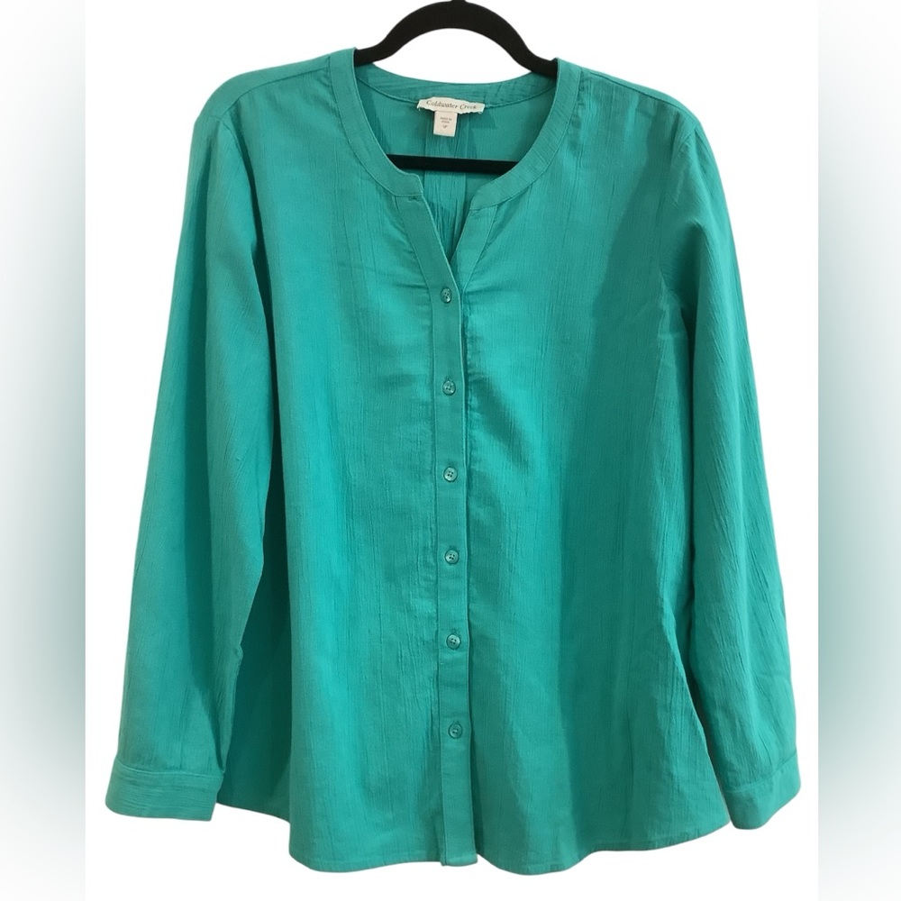 Coldwater Creek Green Button Up Blouse Size SP